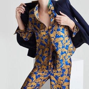 J. Crew Collection 100% Silk Sleepy Lion Blouse - Size 8US